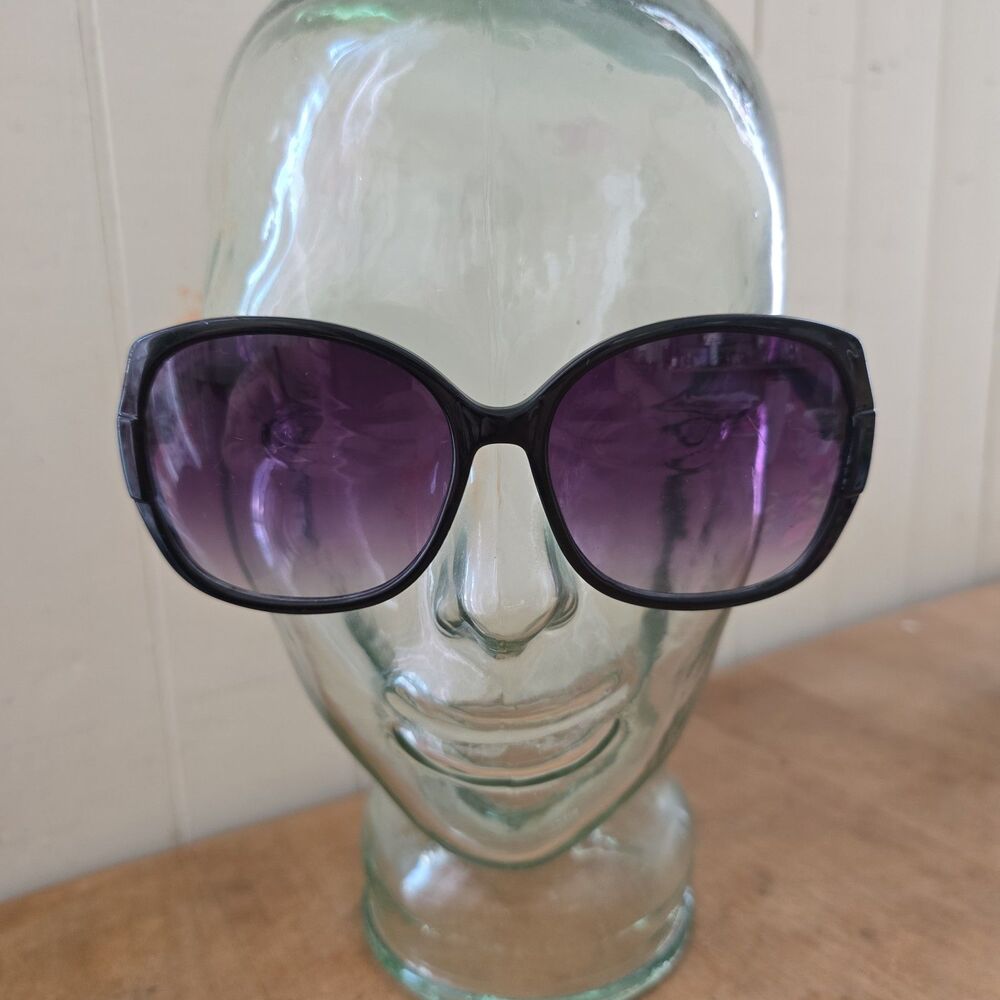 Oversized Butterfly Cole Haan Sunglasses C6080 Black Frame Purple Tint Lenses